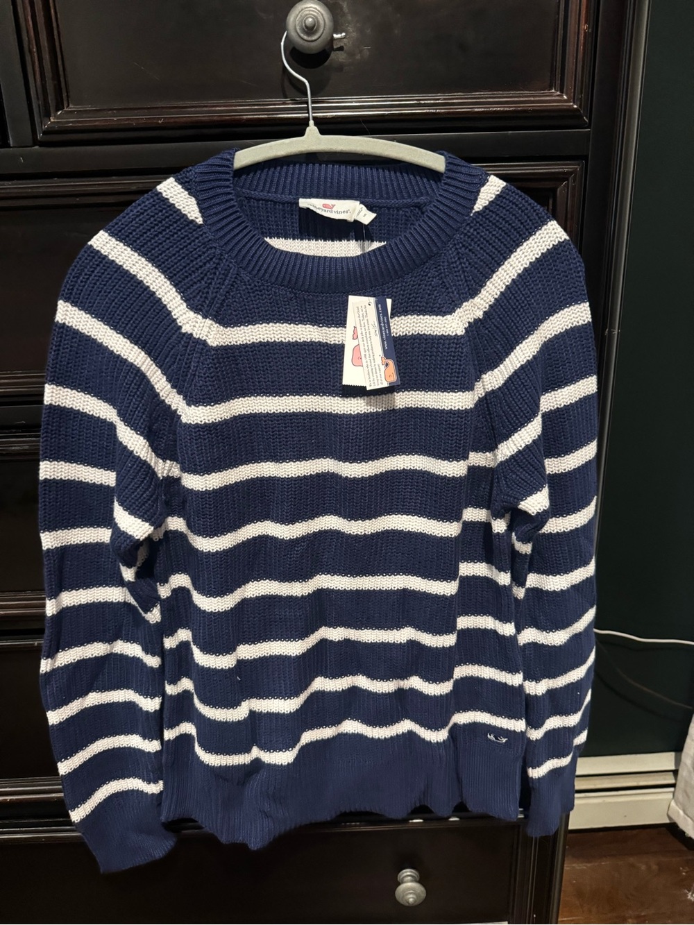 Vineyard Vines Navy and White Striped Crewneck Sweater